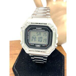 Casio Men's Watch W218HD Illuminator Quartz Digital 42mm Stainless Steel 3224